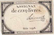 France 5 Livres - 10 Brumaire An II (31.10.1793) - Sign. Loiseau - Série 10308
