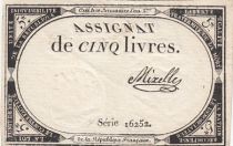 France 5 Livres - 10 Brumaire An II (31.10.1793) - Sign. Mixelle - Série 16252