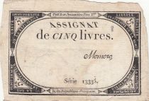 France 5 Livres - 10 Brumaire An II (31.10.1793) - Sign. Momoro - Série 13335