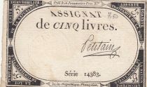 France 5 Livres - 10 Brumaire An II (31.10.1793) - Sign. Petitain - Série 14383