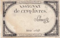 France 5 Livres - 10 Brumaire An II (31.10.1793) - Sign. Sehrentz - Série 17535