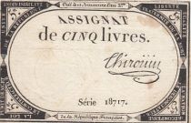 France 5 Livres - 10 Brumaire An II (31.10.1793) - Sign. Thirouin - Série 18717
