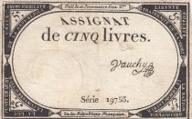 France 5 Livres - 10 Brumaire An II (31.10.1793) - Sign. Troupé - Série 14726