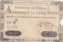 France 5 Livres - 27 Juin 1792 - Sign. Corsel - Série 20G