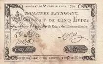 France 5 Livres - Faux - Timbre sec Louis XVI  01-11-1791 - S&eacute;rie 43 A
