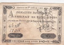 France 5 Livres - Faux - Timbre sec Louis XVI (27-06-1792) - Série 45 F