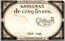 France 5 Livres 10 Brumaire An II (1793-1793-10-31) - various signatures
