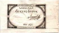France 5 Livres 10 Brumaire An II (31-10-1793) - Sign. Roussel