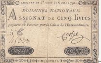 France 5 Pounds - 06-05-1791 - Sign. Corsel - Serial 5E