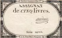 France 5 Pounds - 10 Brumaire Year II (31.10.1793) - Sign. Audouin - Serial 24112