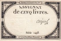 France 5 Pounds - 10 Brumaire Year II (31.10.1793) - Sign. Coipel - Serial 1498