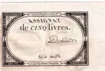 France 5 Pounds - 10 Brumaire Year II (31.10.1793) - Sign. Drouet - Serial 22355