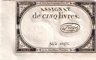 France 5 Pounds - 10 Brumaire Year II (31.10.1793) - Sign. F�nix - Serial 22355