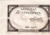 France 5 Pounds - 10 Brumaire Year II (31.10.1793) - Sign. Feuillade - Serial 22355