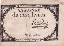 France 5 Pounds - 10 Brumaire Year II (31.10.1793) - Sign. Gilliero  - Serial 19864