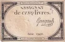France 5 Pounds - 10 Brumaire Year II (31.10.1793) - Sign. Gourgaud - Serial 13432
