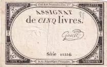 France 5 Pounds - 10 Brumaire Year II (31.10.1793) - Sign. Goust - Serial 11224