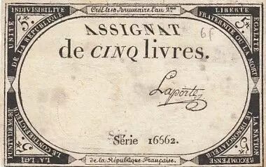 France 5 Pounds - 10 Brumaire Year II (31.10.1793) - Sign. Laporte - Serial 16662