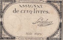 France 5 Pounds - 10 Brumaire Year II (31.10.1793) - Sign. Loiseleau - Serial 26919