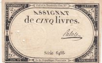 France 5 Pounds - 10 Brumaire Year II (31.10.1793) - Sign. Palale - Serial 6488