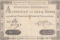 France 5 Pounds - 27-06-1792 - Sign. Corsel - Serial 10A