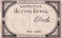 France 5 Pounds 10 Brumaire Year II (31.10.1793) - Sign. Blanche - Serial 12826