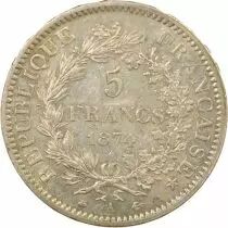 France 5 Silver Francs, Hercules, Third Republic - 1874 In Paris