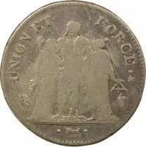 France 5 Silver Francs, Union & Force - Year 11 Q Perpignan