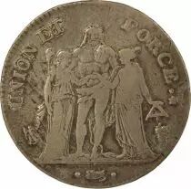 France 5 Silver Francs, Union & Force - Year 5 Q Perpignan