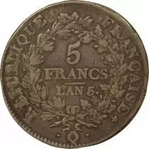 France 5 Silver Francs, Union & Force - Year 5 Q Perpignan