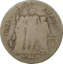 France 5 Silver Francs, Union & Force - Year 5 Q Perpignan