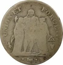 France 5 Silver Francs, Union & Force - Year 5 Q Perpignan