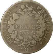France 5 Silver Francs, Union & Force - Year 5 Q Perpignan
