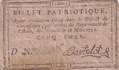 France 5 Sols - Aude - Carcassonne - 1792