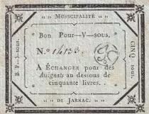 France 5 Sols - Charente  Municipalit&eacute; de Jarnac - 1792