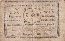 France 5 Sols - Indre et Loire - Caisse de Confiance de Beaulieu - 1792