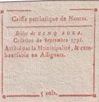 France 5 Sols - Loire Inférieure - Caisse Patriotique de Nantes - Septembre 1791
