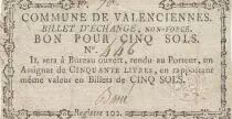 France 5 sols - Nord - Billet d\'&eacute;change - Commune de Valenciennes - ND