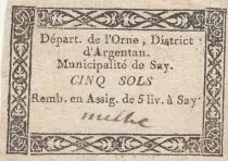France 5 sols - Orne - District d\'Argentan, municipalit&eacute; de Say - 1792