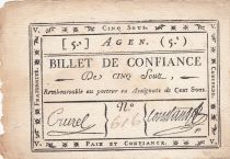 France 5 Sous - Agen - 1792 -  XF - False
