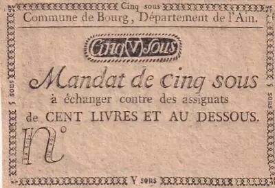France 5 Sous - Ain - City of Bourg- 1792