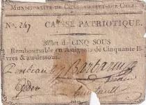 France 5 Sous - Cher - Chateauneuf-sur-Cher - Caisse Patriotique -  1792