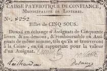 France 5 Sous - Cher - Linieres Caisse Patriotique - 1792