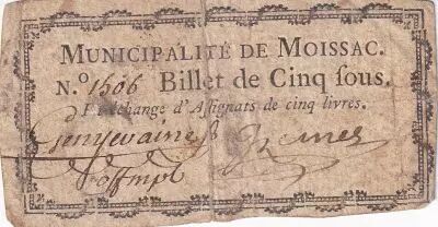 France 5 sous - Tarn et Garonne - Municipalit� de Moissac - N�1506