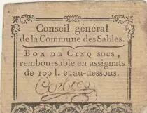 France 5 sous - Vend&eacute;e - General council of Les Sables-d\'Olonne - 1792
