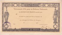 France 50  Francs - Reçu de versement d\'or pour la Défense Nationale -1916 - SUP+
