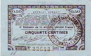 France 50 cent. 70 communes