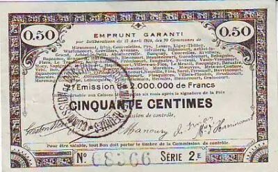 France 50 cent. 70 communes