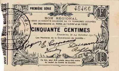 France 50 cent. Fourmies - First serial -  08/05/1916