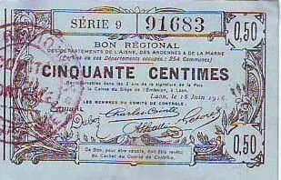 France 50 cent. Laon R�gional - 1916